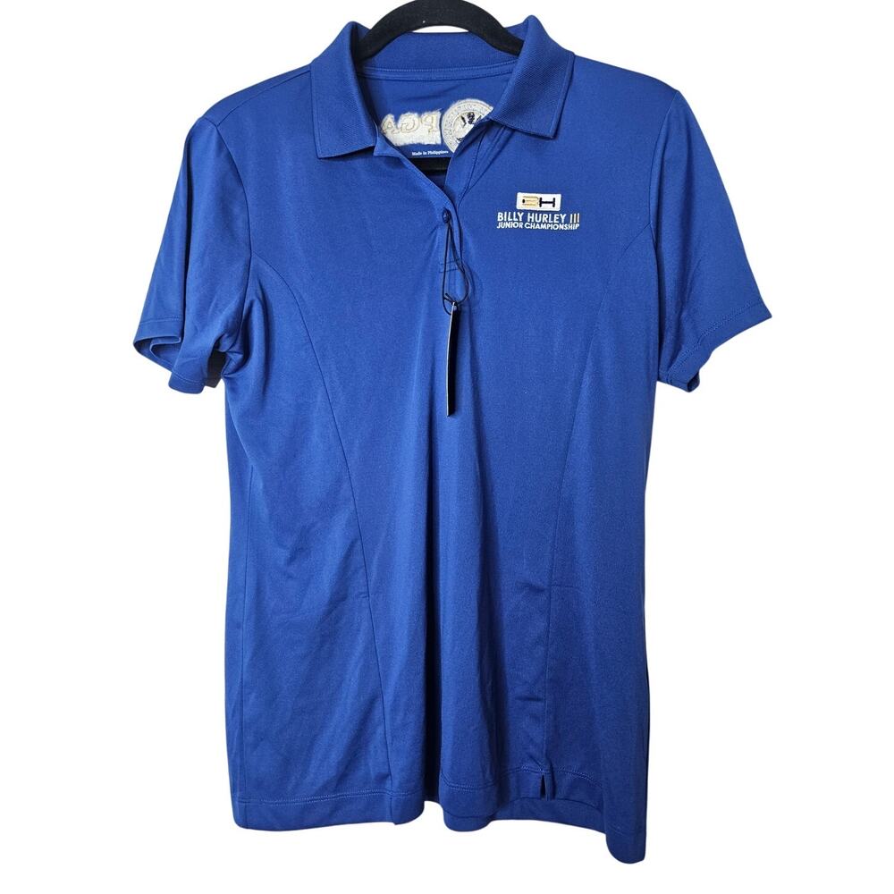 NEW Fairway & Greene M Whitney Polo Blue Golf Wicking PGA Logo Preppy Sport